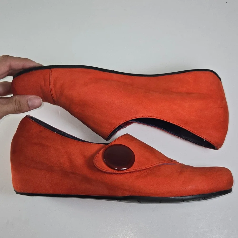 Unique Vaneli Orange Suede Wedge Shoes with Button‎ Accent Size 9N